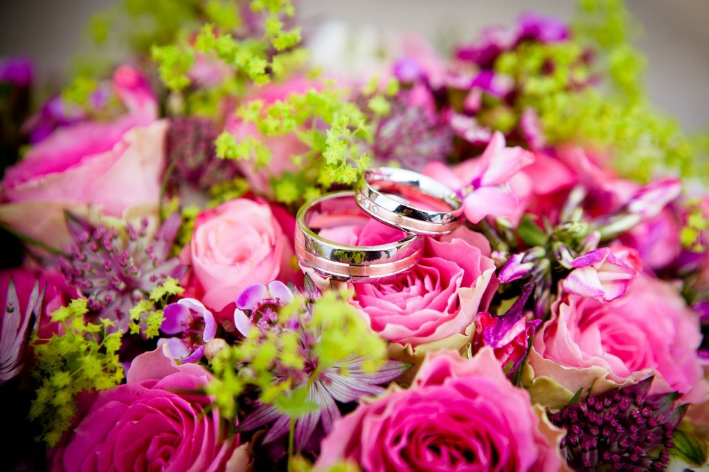 Wedding Rings on wedding flowers