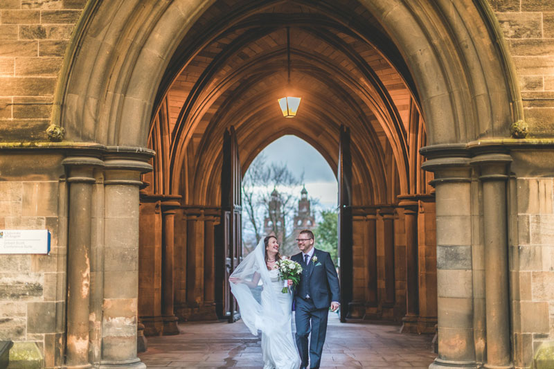 Philippa & Kristian's Wedding outside Glasgow University Memorial Chapel