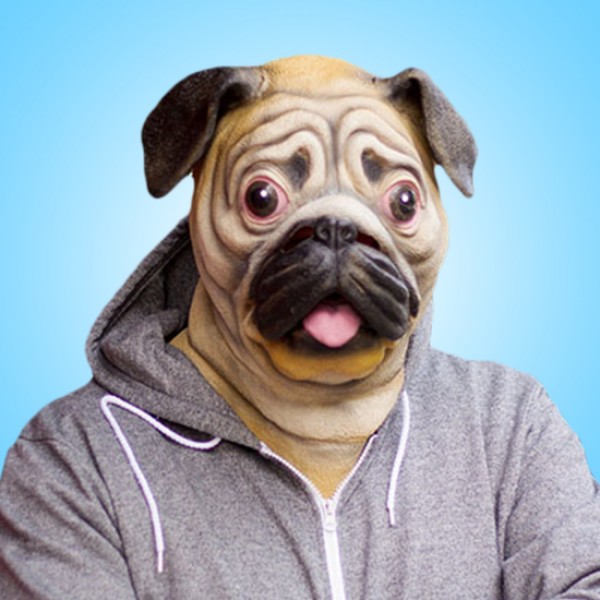 Pug mask dog photo booth prop blog