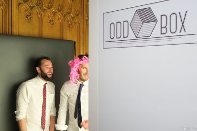 Wedding Guests using Odd Box Open air Photo Booth at The Hub Edinburgh