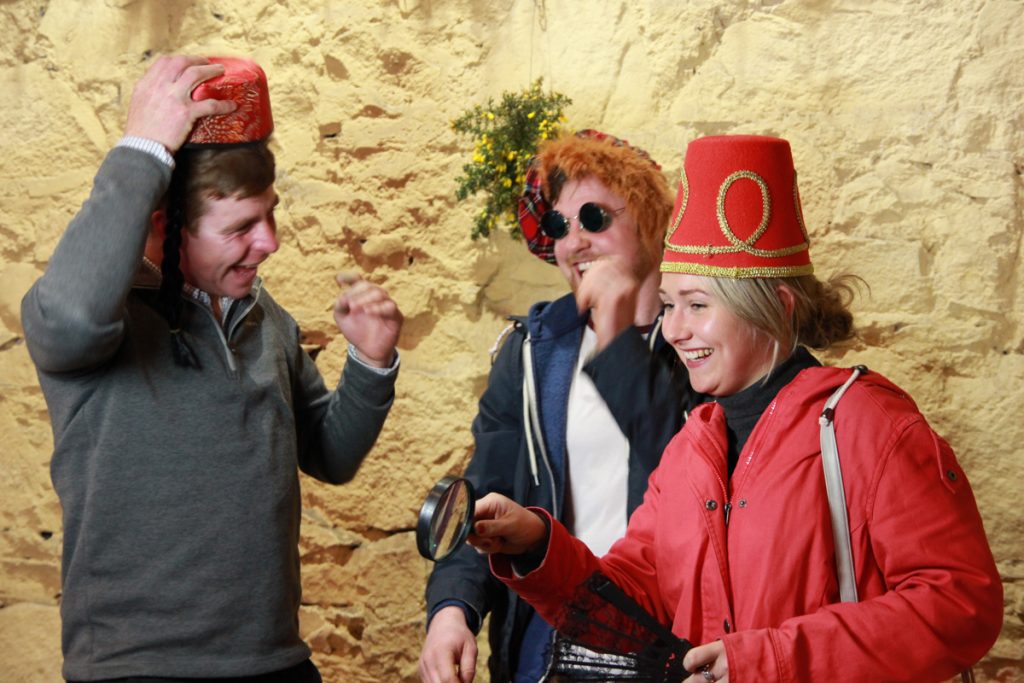 laughter in the Whisky Barrel Booth by odd Box at Comrie Croft