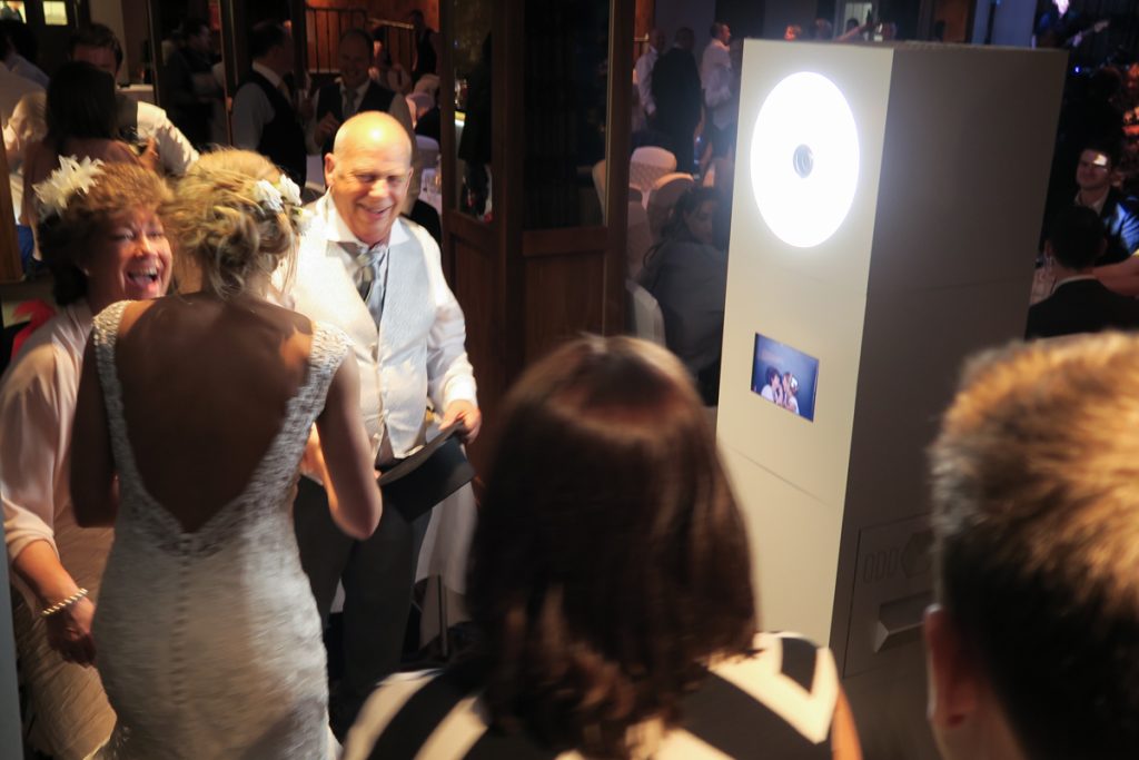 bride in wedding photo booth Lochside House Hotel Scotland Odd Box