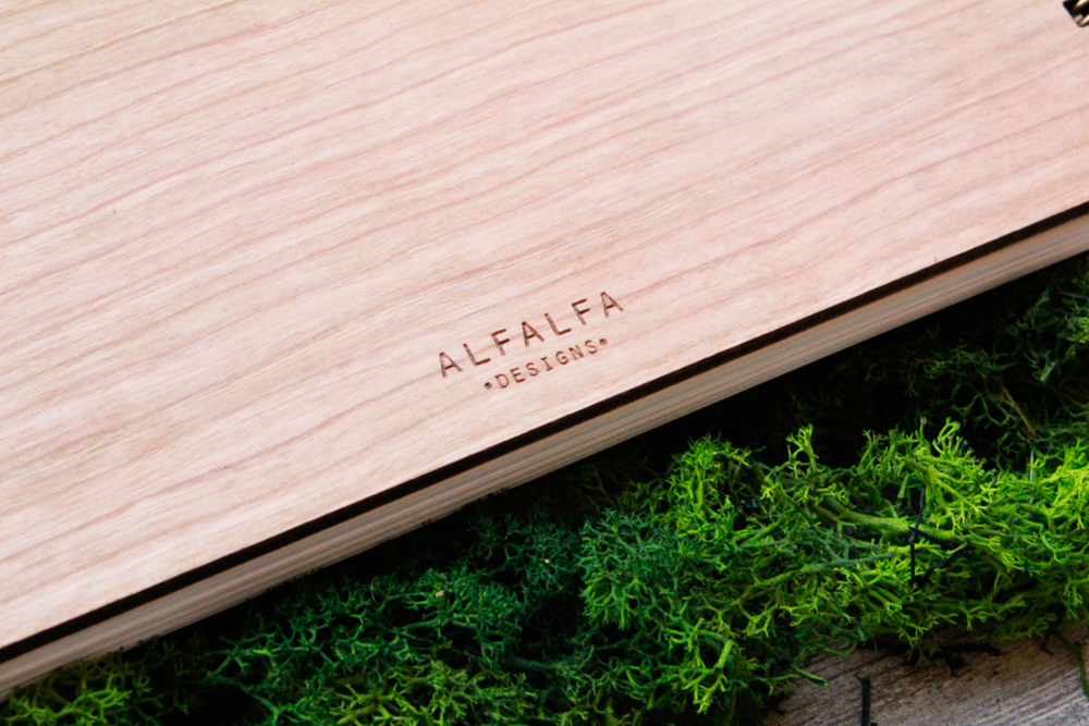 Blank Wooden Guest Book Alfalfa Designs Engraving