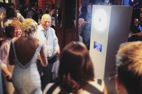 bride in wedding white photo booth Lochside House Hotel Scotland Odd Box