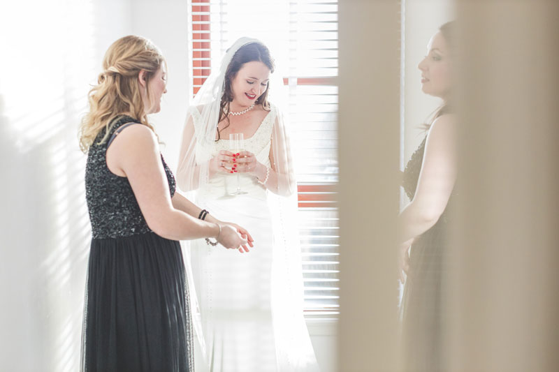 Philippa ready for the ceremony in her wedding dress