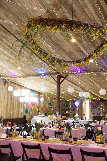 Spring wedding barn set up Comrie Croft