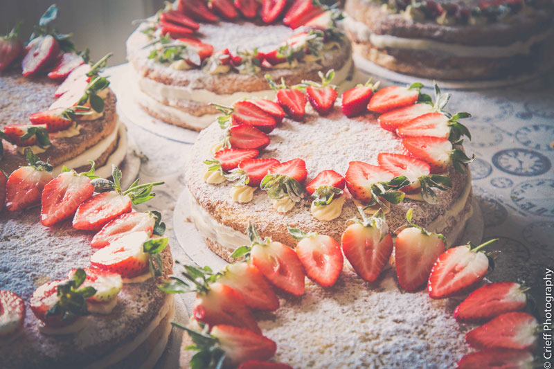 Wedding cakes with strawberries Comrie Croft