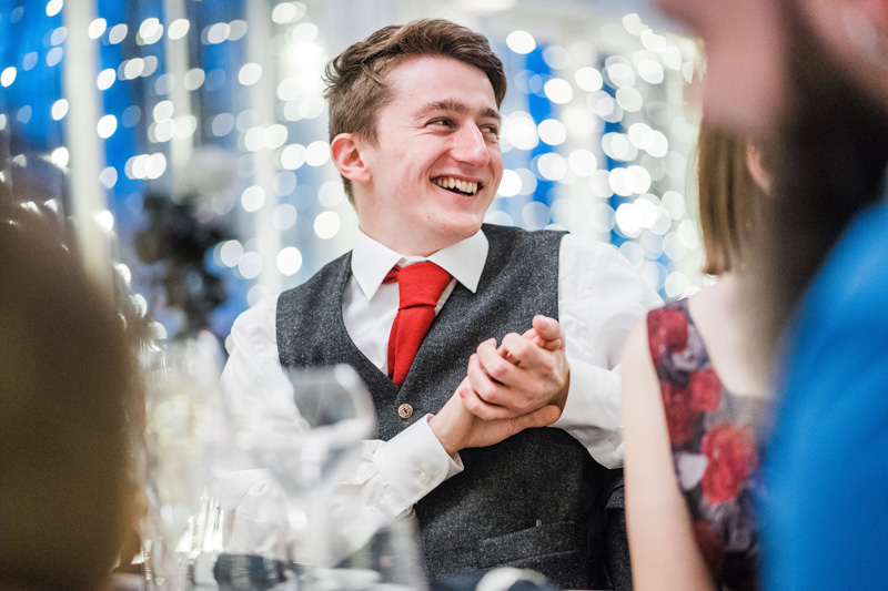 Wedding guest reacts to speech Carlowrie Castle Edinburgh