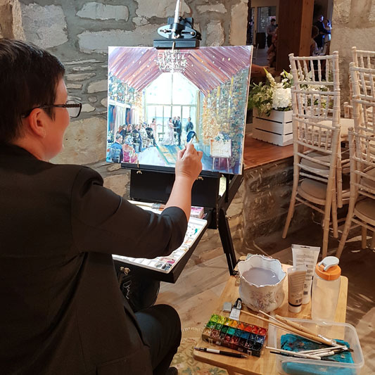 Live Event Painting GG's Yard Wedding of Eilidh & Kieran