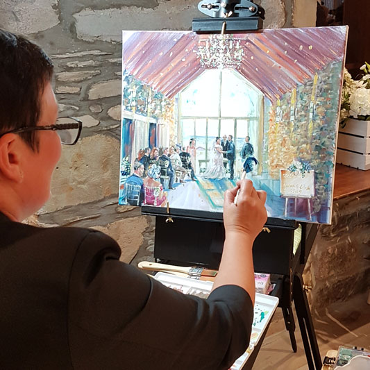 Live Event Painting of wedding ceremony at GG's Yard