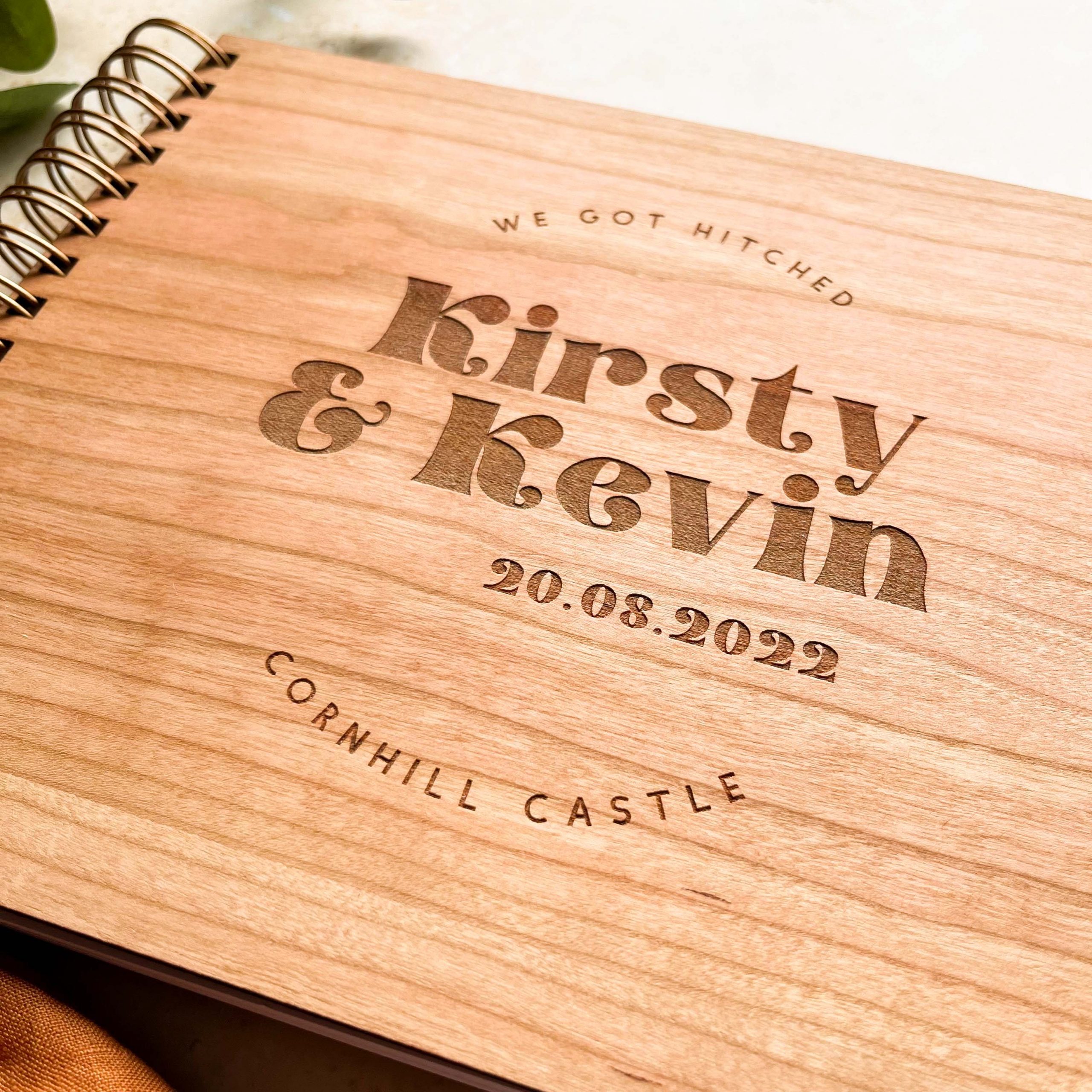 Custom Text Wooden Wedding Guest Book